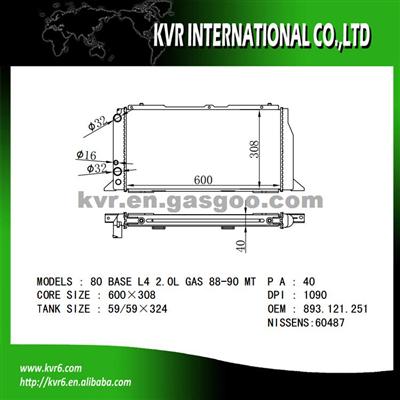 Competitive Price Radiator FOR AUDI 80/90 1.6 OEM 893121251