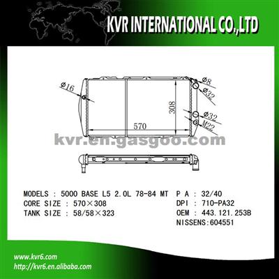 Mechanical Aluminum Radiator FOR AUDI 100 1.6 OEM 443121253B