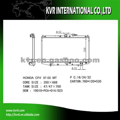 High Performance Auto Radiator For HONDA CF4 Oem 19010-PCA-014 19010-PCA-023