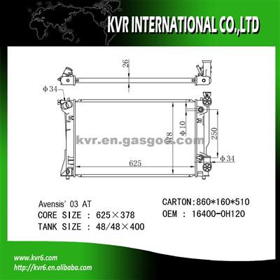 Assy Radiator For 2.0 I 16VAVENSIS OE No.：16400-0H120