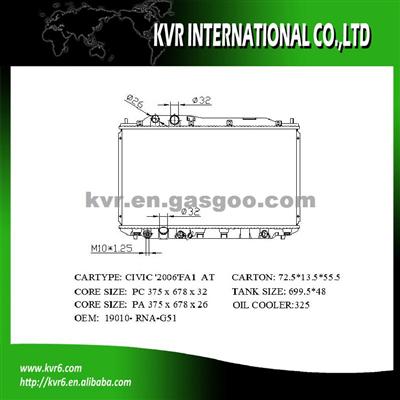 Performance Aluminum Radiator For HONDA CIVIC Oem 19010-RNA-G51 19010-RRF-T51