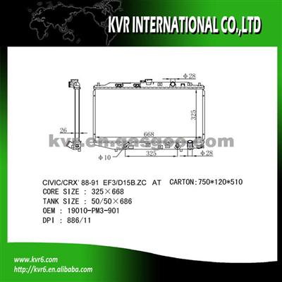 Competitive Radiator For HONDA CIVIC Oem 19010-PM3-901 19010-PM4-004