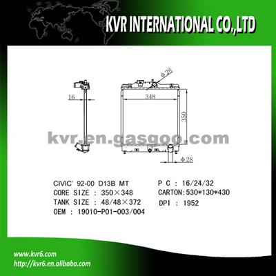 Auto Cool Radiator For HONDA CIVIC/CRX Oem 19010-P01-003 19010-P01-004