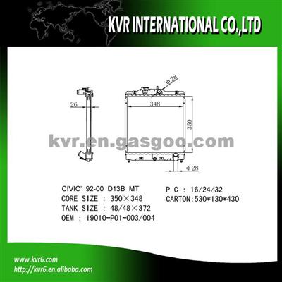 Fin Tube Radiator For HONDA CIVIC/CRX Oem 19010-P01-003 19010-P01-004