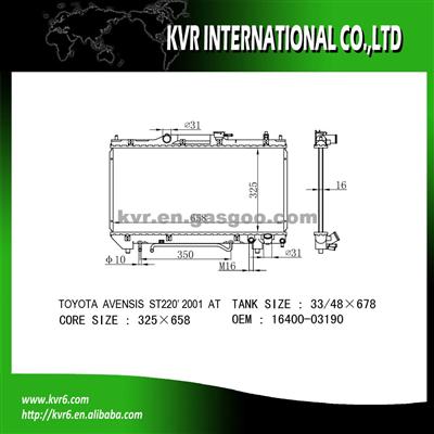 2.0 I 16V AVENSIS Radiator OE No.：16400-03190