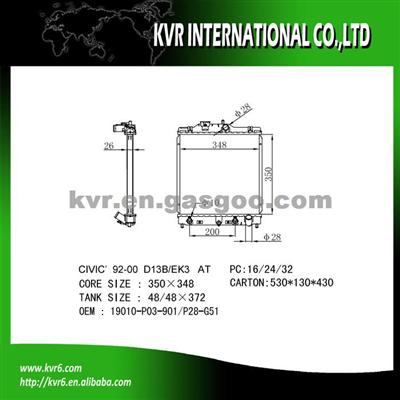 Radiator Assy For HONDA CIVIC Oem 19010-P03-901 19010-P03-902 19010-P28-G51 19010-P28-G52