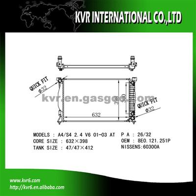 Passenger Car Radiator For AUDI A4/S4 2.4 I V6 OEM 8E0121251P