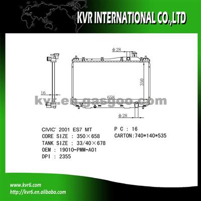 Factory Radiator For HONDA CIVIC Oem 19010-PMM-A01 19010-PMM-A02