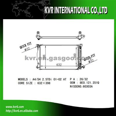 Aluminum Car Radiator For AUDI A4/S4 2.5TDi OEM 8E0121251Q