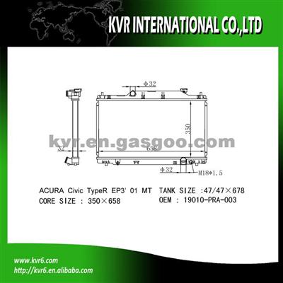 OE RADAITOR For HONDA CIVIC Oem 19010-PRA-003