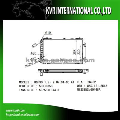 Brazed Radiator For AUDI 80/90 1.9TDI OEM 8A0121251A