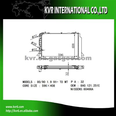 Brazed Car Radaitor For AUDI 80/90 1.9 TD OEM 8A0121251E