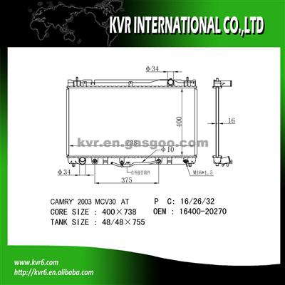 High Cooling Efficiency Car Radiator For 3.0 I V6 CAMRY