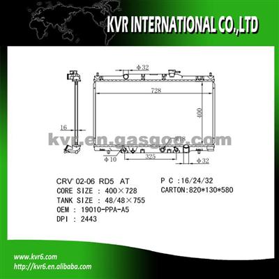 Car Aluminum Radiator For HONDA CR-V/ELEMENT Oem 19010-PPA-A01 19010-PPA-A51