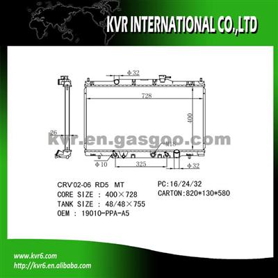 Aluminum Car Radiator For HONDA CR-V/ELEMENT Oem 19010-PPA-A01 19010-PPA-A51