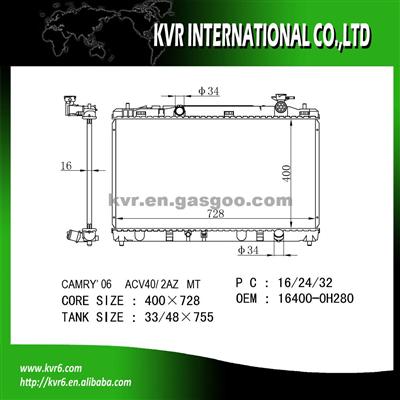 Radiator For CAMRY OE No.：16400-0H280