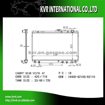 Car Radiator For 3.0 CAMRY OE No.：16400-62100/62110