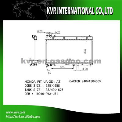 Cooling Radiator For HONDA FIT/JAZZ Oem 19010-PWA-J51