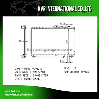 Auto Radiator For 3.0 CAMRY OE No.：16400-62090