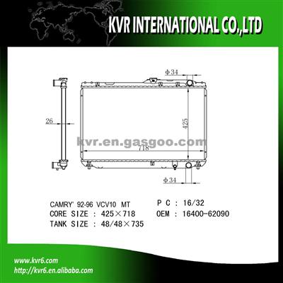 Passenger Car Radiator For 3.0 CAMRY OE No.：16400-62090