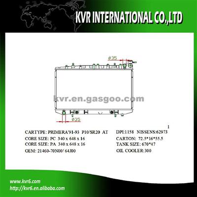 Auto Cooling System Radiator For PRIMERA P10 OEM 21460-70N00