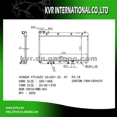 Cheap Radiator For HONDA FIT Oem 19010-RME-A51