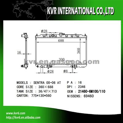 Brazing Radiator For NISSAN SENTRA 1.8 OEM 21410-6M110/6M100