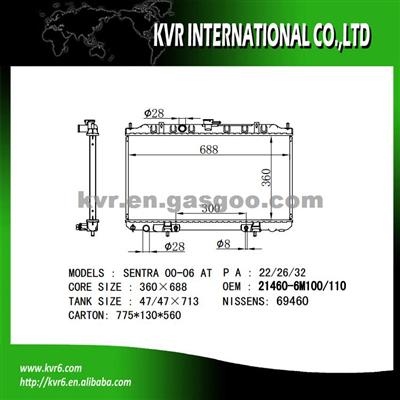 Factory Radiator For NISSAN SENTRA 1.8 OEM 21410-6M110/6M100