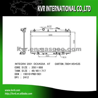 Fin Tube Radiator For HONDA INTEGRA Oem 19010-PND-901