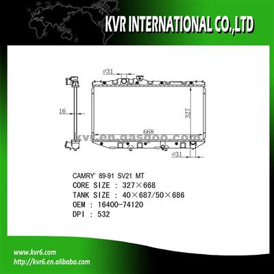 High Quality Auto Radiator For 1.8/2.0 CAMRY OE No.：16400-74120