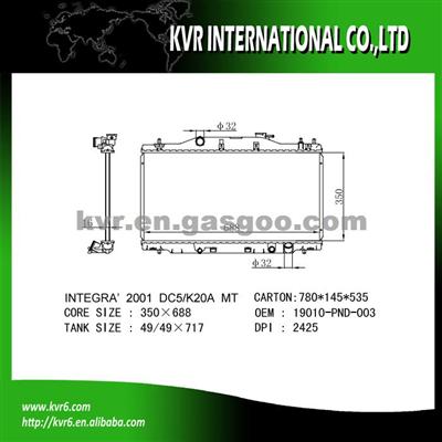 Radiator Assy For HONDA INTEGRA Oem 19010-PND-003