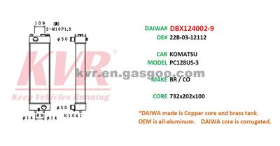 Radiator For KOMATSU PC128US-3 Oem 22B-03-12112