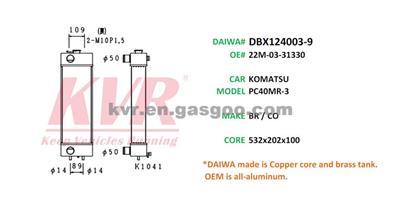 Radiator For KOMATSU PC40MR-3 Oem 22M-03-31330