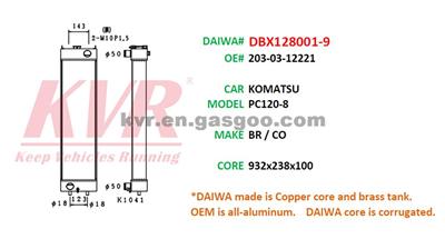 Radiator For KOMATSU PC120-8 Oem 203-03-12221