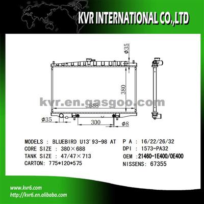 Mechanical Radiator For NISSAN BLUEBIRD U13 2.0 OEM 21460-1E400