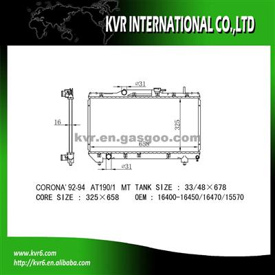 Auto Cooling Radiator For 1.6 I CARINA AT190 OE No.：16400-02160/15570/16470/16450