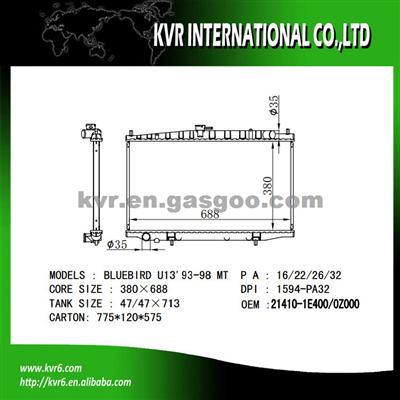 Mechanical Auto Radiator For NISSAN BLUEBIRD U13 OEM 21410-1E400/21460-0Z000