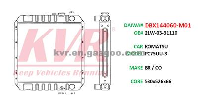 Radiator For KOMATSU PC75UU-3 Oem 21W-03-31110