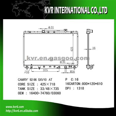 Competitive Radiator For 2.2 CAMRY OE No.：16400-74760/03061