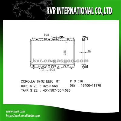 Auto Cool Radiator For 1.3/ 1.6 COROLLA OE No.： 16400-11170/16150