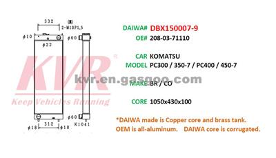 Radiator For KOMATSU PC300 / PC350-7 / PC400 / PC450-7 Oem 208-03-71110