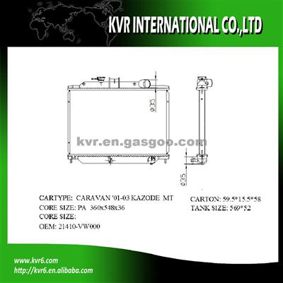 Performance Aluminum Radiator For NISSAN CARAVAN KAZODE 2.4 OEM 21410-VW000