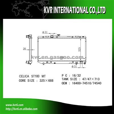 Brazing Radiator For 2.0 I 16V CELICA OE No.：16400-74510/74540