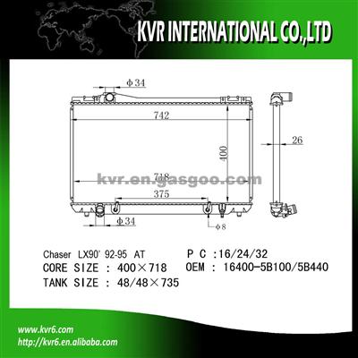 OE Quality Radiator For CHASER LX90 OE No.：16400-5B100/5B440