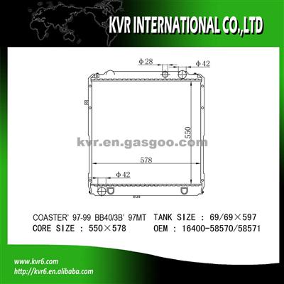 Car Radiator For COASTER OE No.：16400-58570/58571