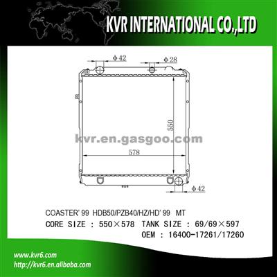 Car Radiator For COASTER OE No.：16400-17261/17260