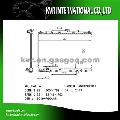 Brazed Auto Radaitor For HONDA MR-V/PILOT Oem 19010-PGK-A51