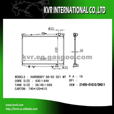 Auto Cool Radiator For NISSAN HARDBODY D21 OEM 21450-01G10