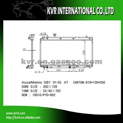 Auto Cooling Radiator For HONDA MR-V Oem 19010-PYD-902