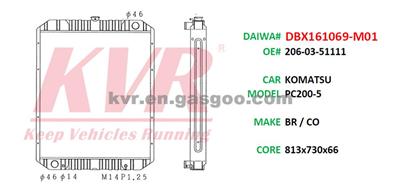 Radiator For KOMATSU PC200-5 Oem 206-03-51111